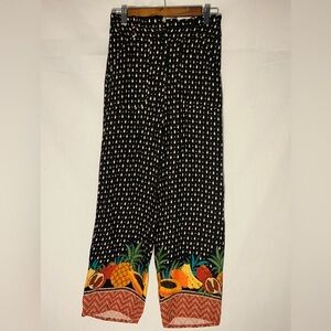 Anthropologie Farm Rio XS Tucker Paperbag Printed Fruit Hem Pants Summer No Belt